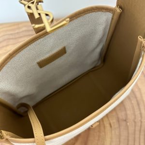 le 5a7 small 23 cream canvas brown calfskin