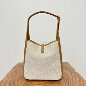 le 5a7 small 23 cream canvas brown calfskin