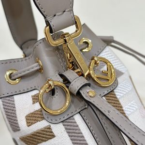 ff mon tresor bucket bag 18cm grey leather ff motif