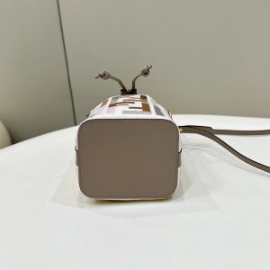 ff mon tresor bucket bag 18cm grey leather ff motif