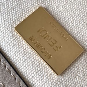 Fendi Baguette White Brown and Multicolour Canvas Bag 27 with FF Embroidery Ghw