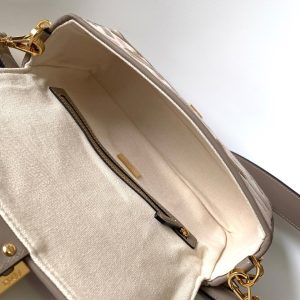 Fendi Baguette White Brown and Multicolour Canvas Bag 27 with FF Embroidery Ghw