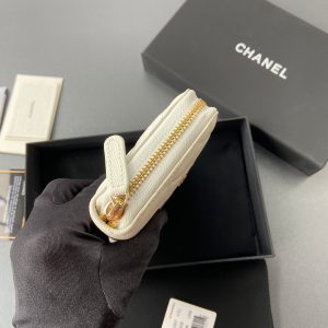 CC A3185 Long Zipper White Caviar Diamond Hardware  229636