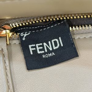 PEEKABOO 24 IN WHITE MIX BROWN INTERLACED CALFSKIN GOLD HARDWARE