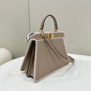 20230819_i1692427821_4785_1_jpg PEEKABOO ISEEU 27 IN MEDIUM BROWN INTERLACED CALFSKIN GOLD HARDWARE