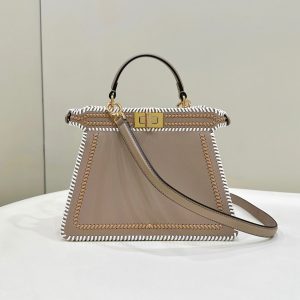 20230819_i1692427821_7983_0_jpg PEEKABOO ISEEU 27 IN MEDIUM BROWN INTERLACED CALFSKIN GOLD HARDWARE