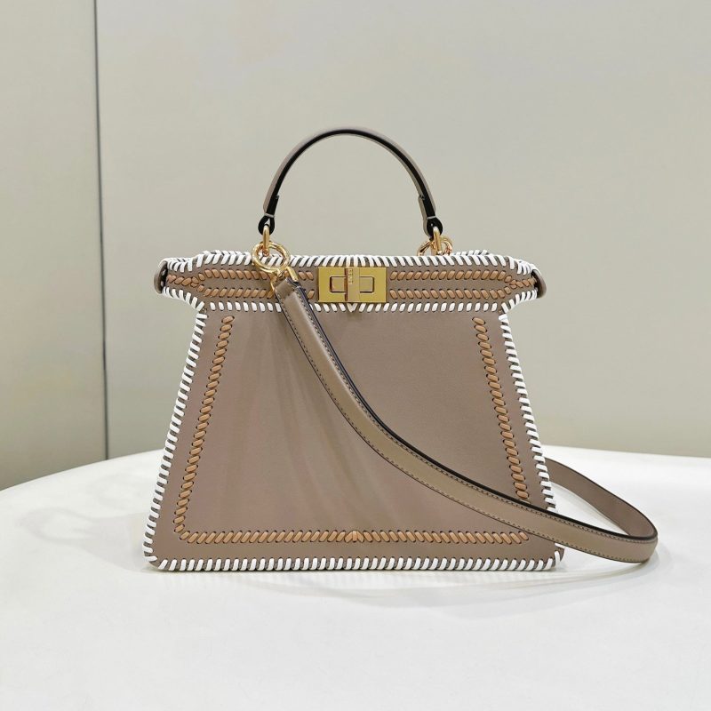 20230819_i1692427821_7983_0_jpg PEEKABOO ISEEU 27 IN MEDIUM BROWN INTERLACED CALFSKIN GOLD HARDWARE