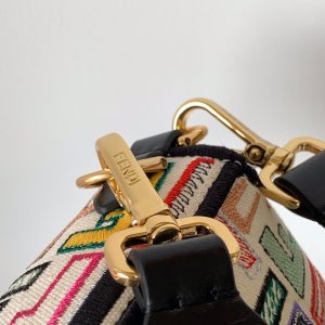 Fendi Baguette Black and Multicolour Canvas Bag 27 with FF Embroidery Ghw