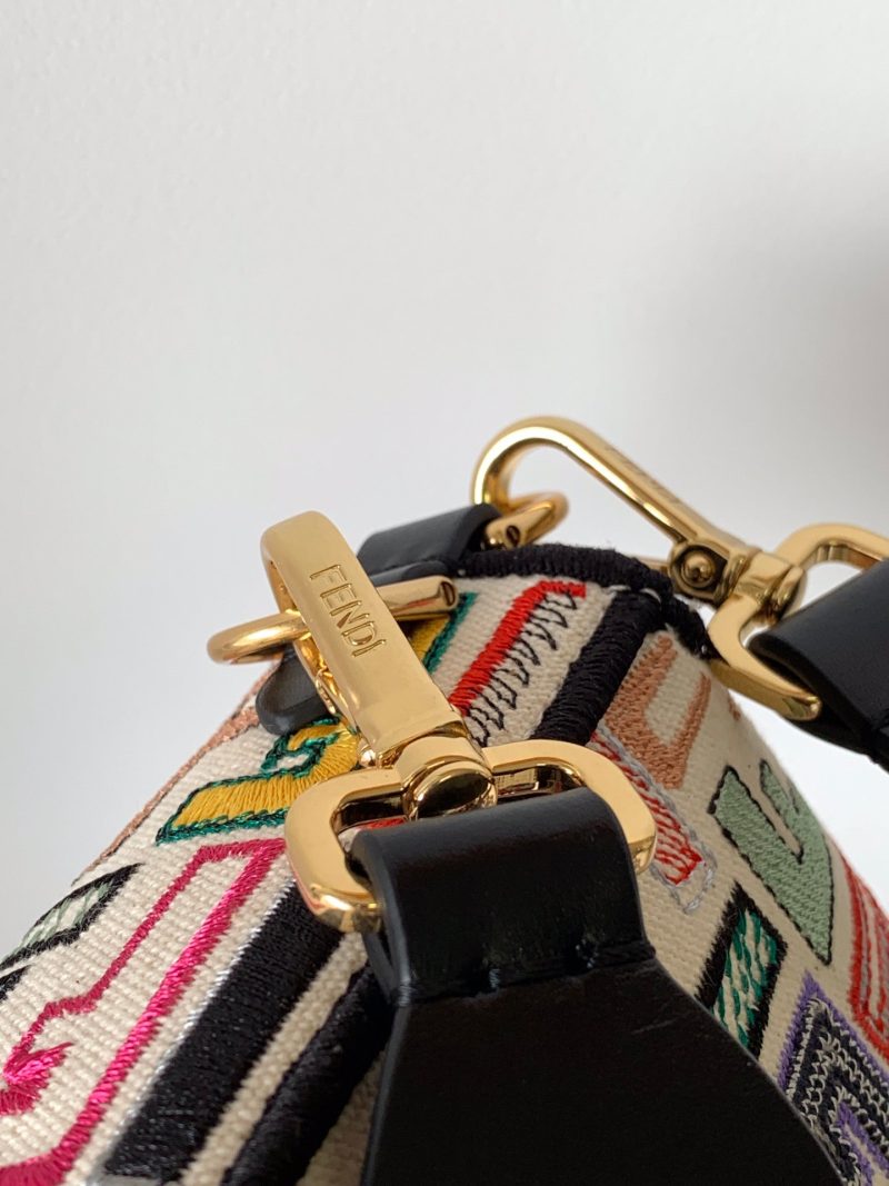 Fendi Baguette Black and Multicolour Canvas Bag 27 with FF Embroidery Ghw