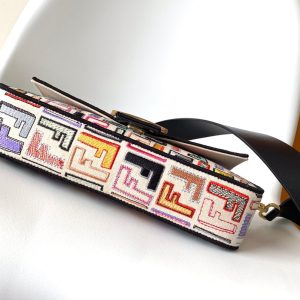 Fendi Baguette Black and Multicolour Canvas Bag 27 with FF Embroidery Ghw