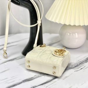 MICRO LADY 12 BAG IN GLOSSY WHITE LAMBSKIN