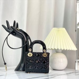 MICRO LADY 12 BAG IN GLOSSY BLACK LAMBSKIN