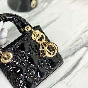 MICRO LADY 12 BAG IN GLOSSY BLACK LAMBSKIN