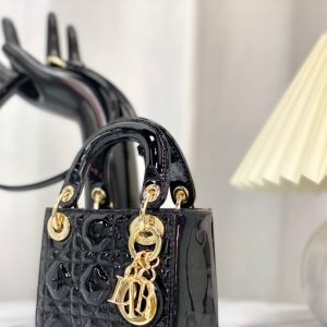 MICRO LADY 12 BAG IN GLOSSY BLACK LAMBSKIN