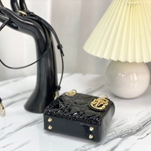 MICRO LADY 12 BAG IN GLOSSY BLACK LAMBSKIN