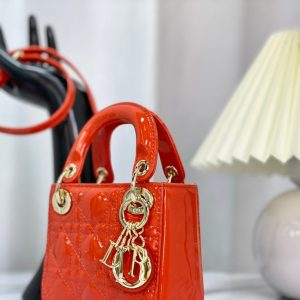 MICRO LADY 12 BAG IN GLOSSY SCARLET RED LAMBSKIN
