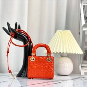 MICRO LADY 12 BAG IN GLOSSY SCARLET RED LAMBSKIN