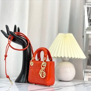 MICRO LADY 12 BAG IN GLOSSY SCARLET RED LAMBSKIN