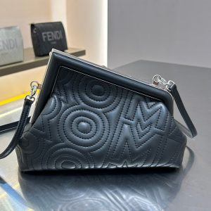FendiI FIRST MINI 25 IN BLACK CALFSKIN BAG SILVER HARDWARE
