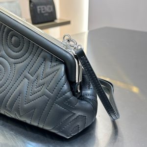 FendiI FIRST MINI 25 IN BLACK CALFSKIN BAG SILVER HARDWARE
