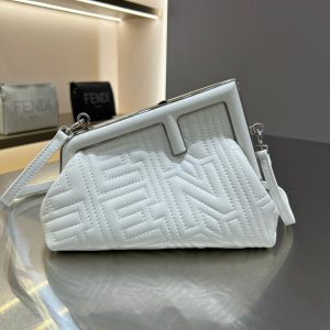 FendiI FIRST MINI 25 IN WHITE CALFSKIN BAG SILVER HARDWARE