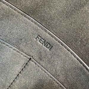 FendiI ORIGAMI MEDIUM 27 BROWN MIX BLACK FF JACQUARD FABRIC BAG