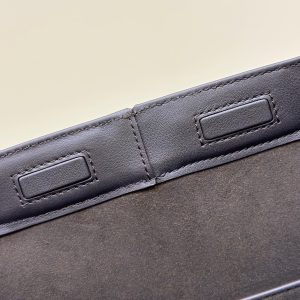 FendiI ORIGAMI MEDIUM 27 BROWN MIX BLACK FF JACQUARD FABRIC BAG