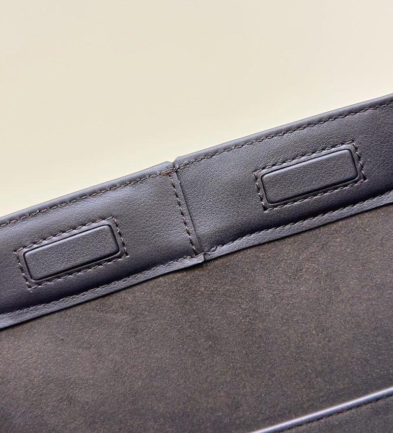 FendiI ORIGAMI MEDIUM 27 BROWN MIX BLACK FF JACQUARD FABRIC BAG