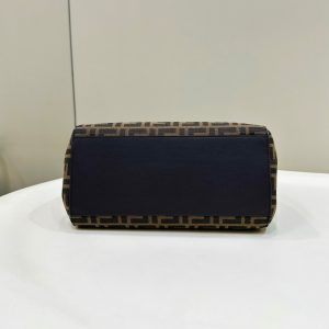 FendiI ORIGAMI MEDIUM 27 BROWN MIX BLACK FF JACQUARD FABRIC BAG