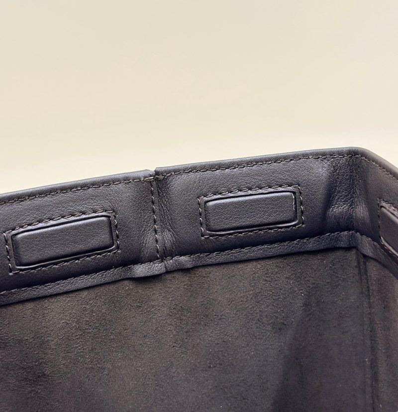 FendiI ORIGAMI MINI 19 BROWN MIX BLACK FF JACQUARD FABRIC BAG