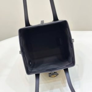 FendiI ORIGAMI MINI 19 BROWN MIX BLACK FF JACQUARD FABRIC BAG