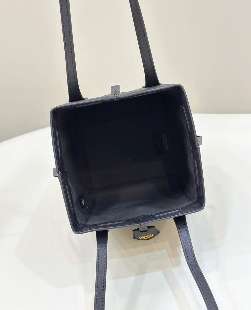 FendiI ORIGAMI MINI 19 BROWN MIX BLACK FF JACQUARD FABRIC BAG