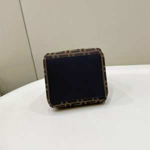 FendiI ORIGAMI MINI 19 BROWN MIX BLACK FF JACQUARD FABRIC BAG