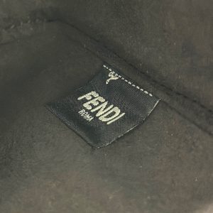 FendiI ORIGAMI MINI 19 BROWN MIX BLACK FF JACQUARD FABRIC BAG