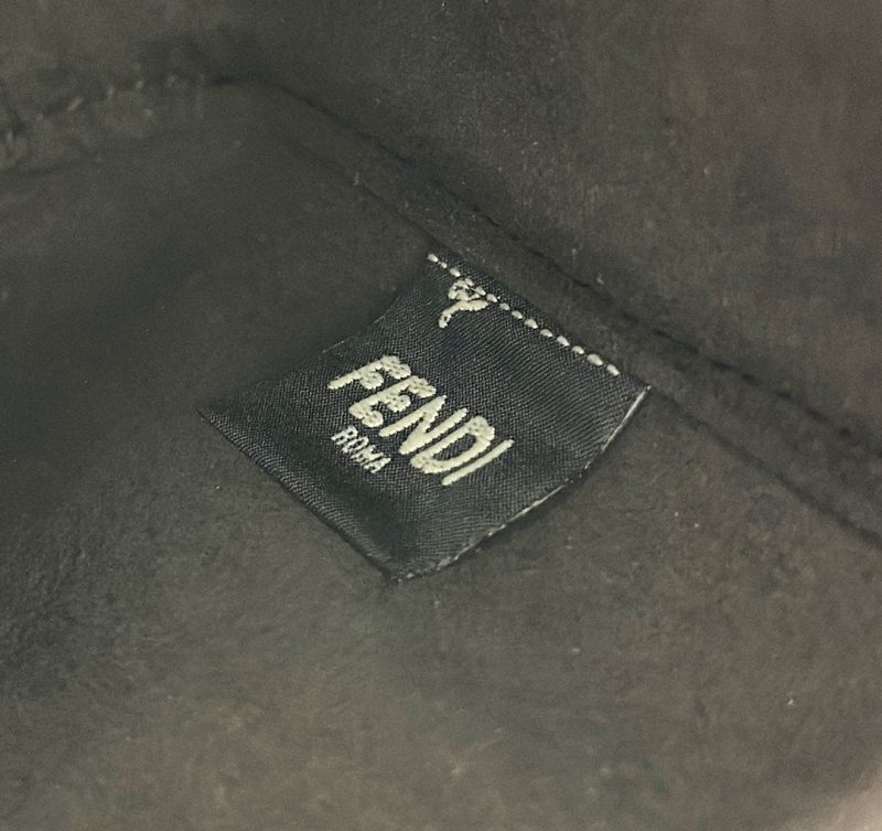 FendiI ORIGAMI MINI 19 BROWN MIX BLACK FF JACQUARD FABRIC BAG