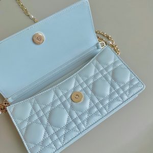 LADY 21 CHAIN BAG IN LIGHT BLUE LAMBSKIN