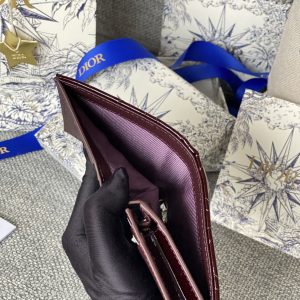 CD Caro 11cm Compact Wallet Shiny Burgundy Calfskin