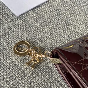 CD Caro 11cm Compact Wallet Shiny Burgundy Calfskin