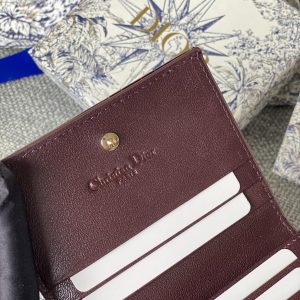 CD Caro 11cm Compact Wallet Shiny Burgundy Calfskin