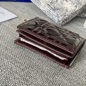 CD Caro 11cm Compact Wallet Shiny Burgundy Calfskin