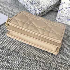 CD Caro 11cm Compact Wallet Beige Calfskin
