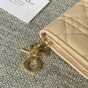 CD Caro 11cm Compact Wallet Beige Calfskin