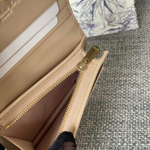 CD Caro 11cm Compact Wallet Beige Calfskin