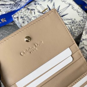 CD Caro 11cm Compact Wallet Beige Calfskin