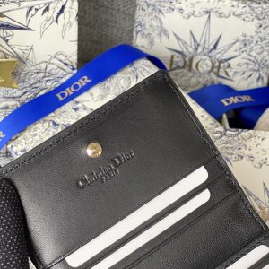 CD Caro 11cm Compact Wallet Black Calfskin