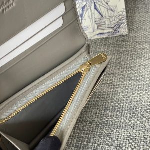 CD Caro 11cm Compact Wallet Grey Calfskin