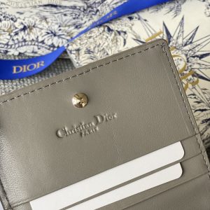 CD Caro 11cm Compact Wallet Grey Calfskin