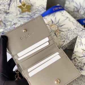 CD Caro 11cm Compact Wallet Grey Calfskin