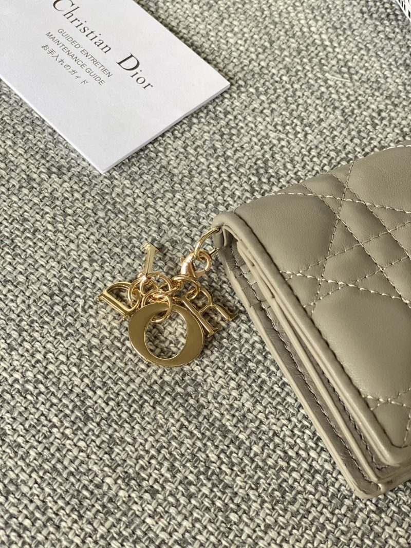 CD Caro 11cm Compact Wallet Grey Calfskin