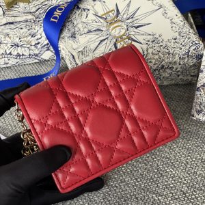 CD Caro 11cm Compact Wallet Red Calfskin